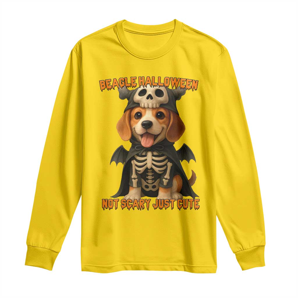 Beagle Halloween Skeleton Long Sleeve Shirt Not Scary Just Cute Dog Lover TS12 Daisy Print Your Wear