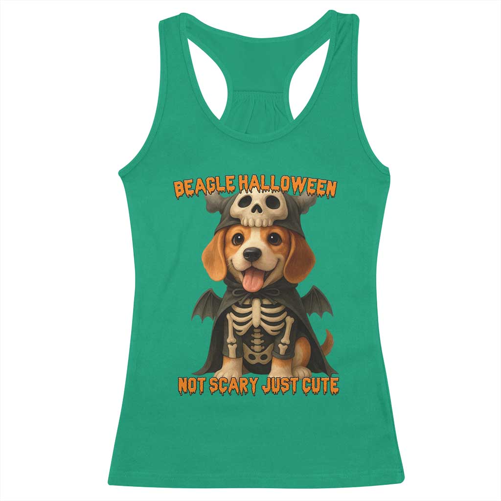 Beagle Halloween Skeleton Racerback Tank Top Not Scary Just Cute Dog Lover TS12 Irish Green Print Your Wear
