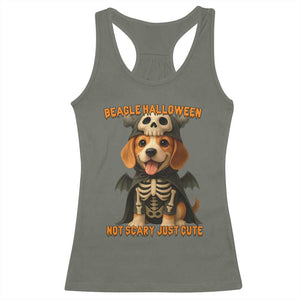 Beagle Halloween Skeleton Racerback Tank Top Not Scary Just Cute Dog Lover TS12 Military Green Print Your Wear