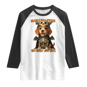 Beagle Halloween Skeleton Raglan Shirt Not Scary Just Cute Dog Lover TS12 White Black Print Your Wear