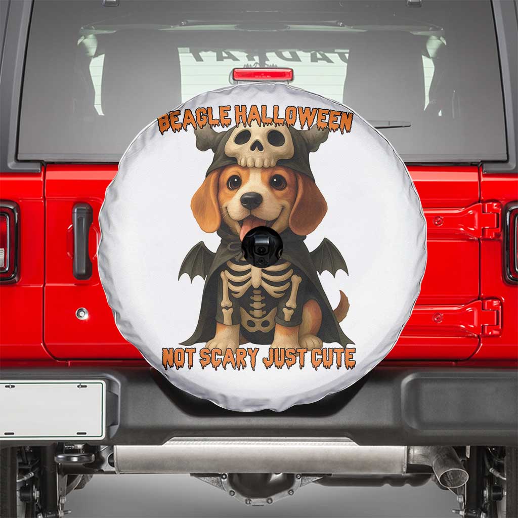 Beagle Halloween Skeleton Spare Tire Cover Not Scary Just Cute Dog Lover TS12 White Print Your Wear