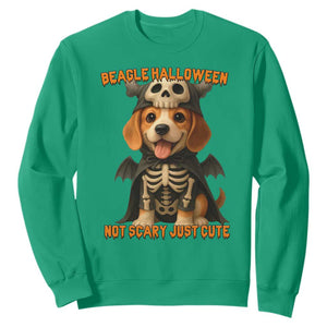Beagle Halloween Skeleton Sweatshirt Not Scary Just Cute Dog Lover TS12 Irish Green Print Your Wear