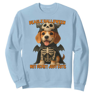 Beagle Halloween Skeleton Sweatshirt Not Scary Just Cute Dog Lover TS12 Light Blue Print Your Wear