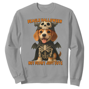 Beagle Halloween Skeleton Sweatshirt Not Scary Just Cute Dog Lover TS12 Sport Gray Print Your Wear
