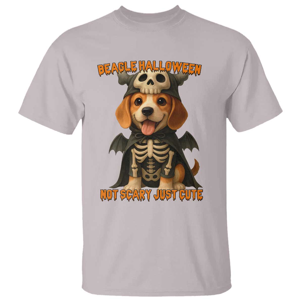 Beagle Halloween Skeleton T Shirt Not Scary Just Cute Dog Lover TS12 Ice Gray Print Your Wear