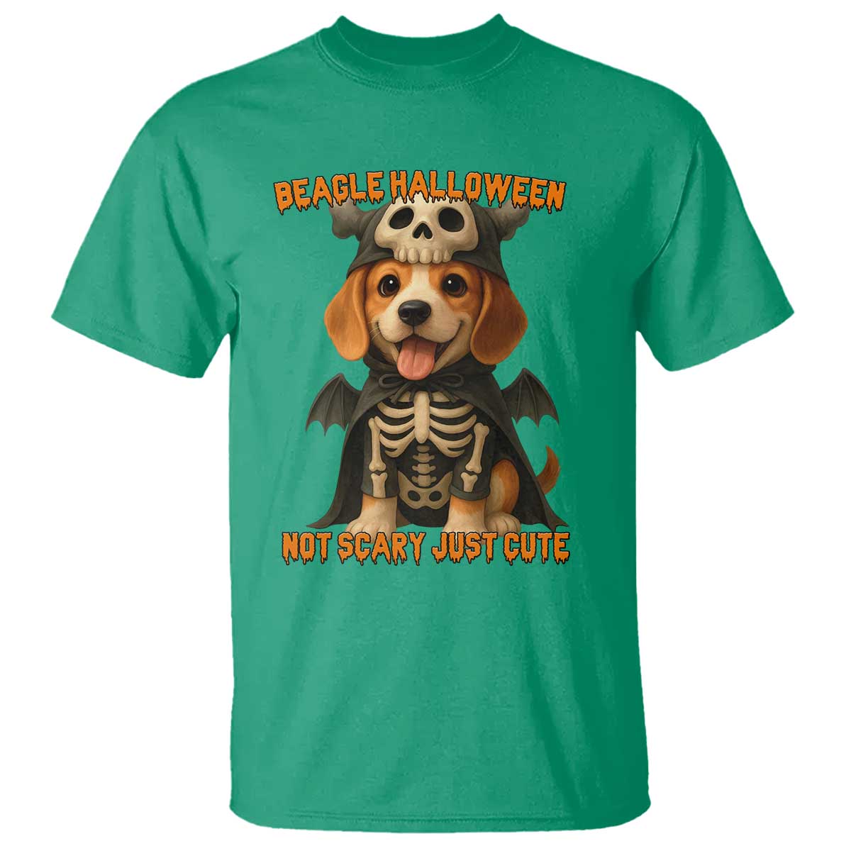 Beagle Halloween Skeleton T Shirt Not Scary Just Cute Dog Lover TS12 Irish Green Print Your Wear