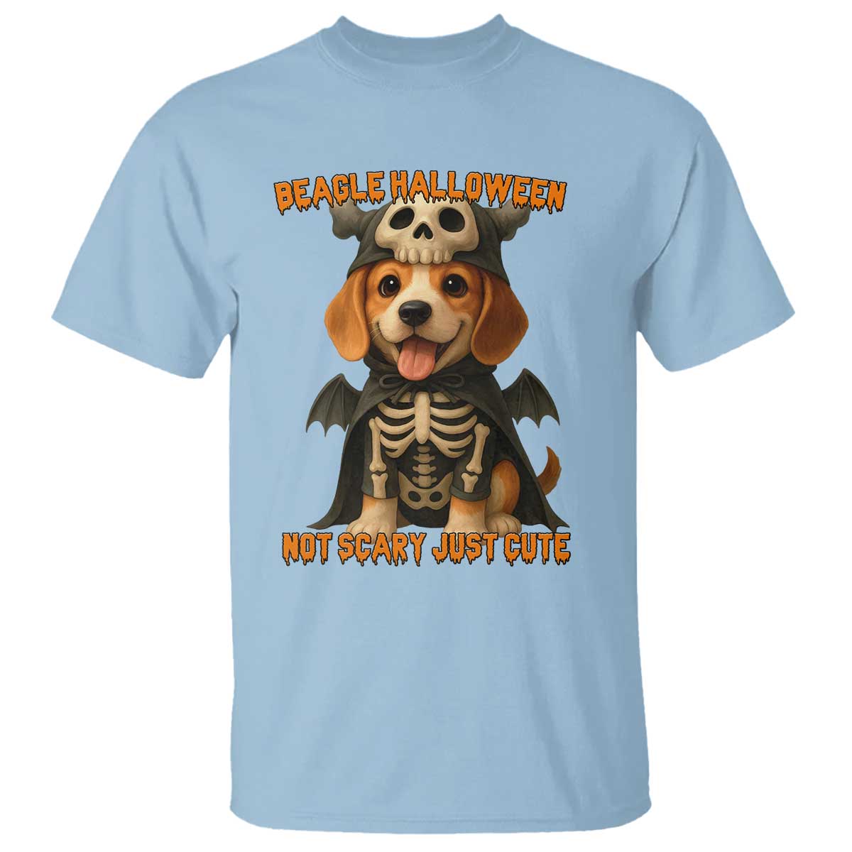 Beagle Halloween Skeleton T Shirt Not Scary Just Cute Dog Lover TS12 Light Blue Print Your Wear