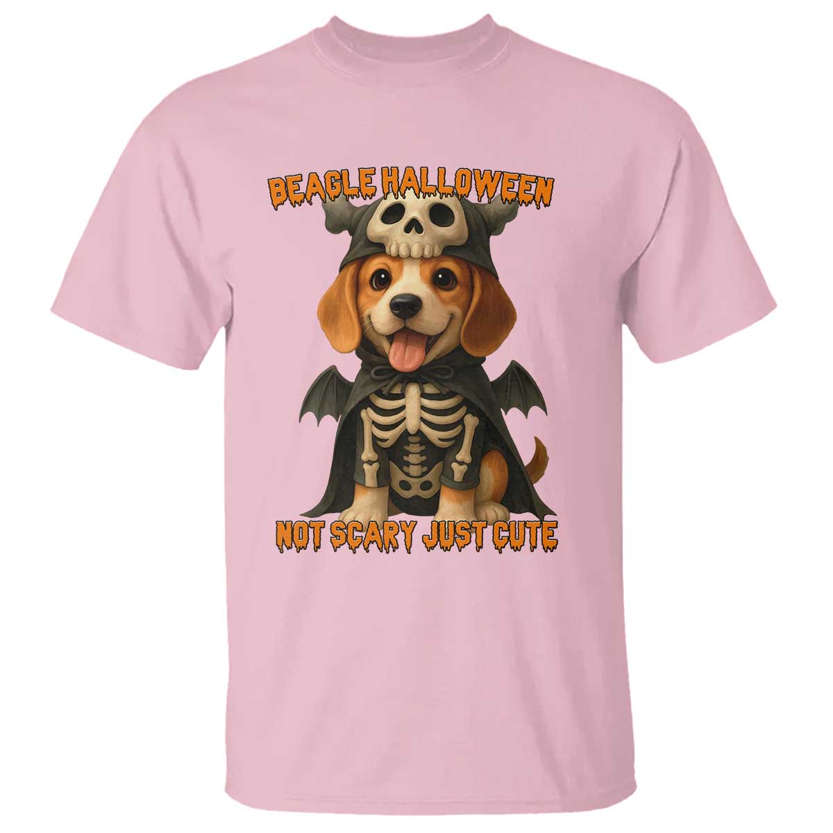 Beagle Halloween Skeleton T Shirt Not Scary Just Cute Dog Lover TS12 Light Pink Print Your Wear