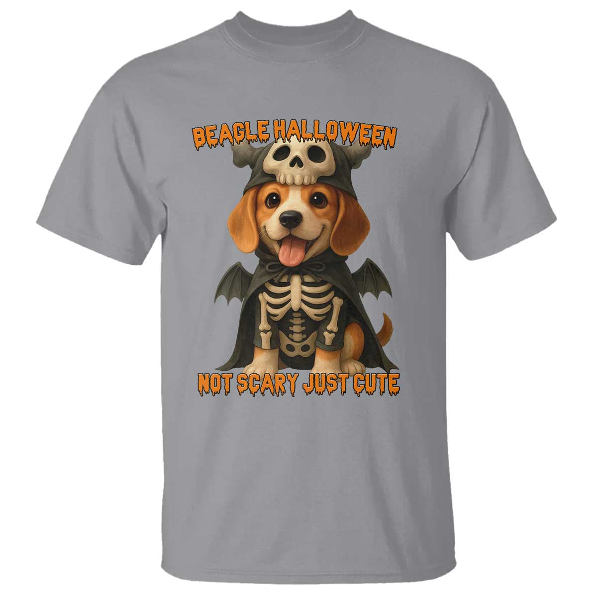 Beagle Halloween Skeleton T Shirt Not Scary Just Cute Dog Lover TS12 Sport Gray Print Your Wear