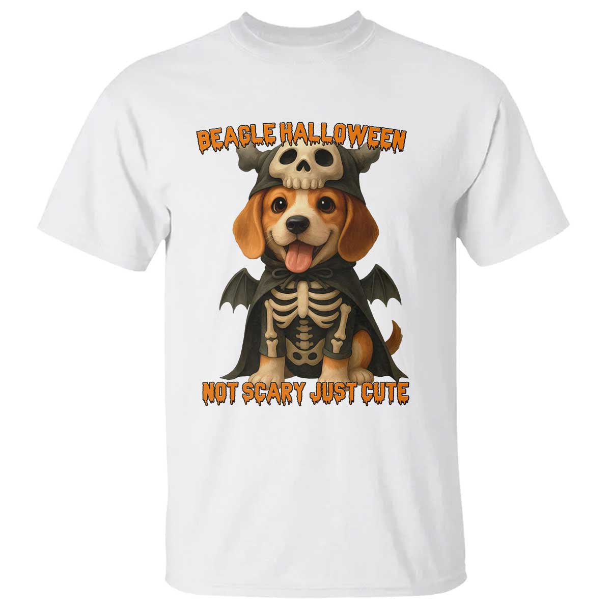 Beagle Halloween Skeleton T Shirt Not Scary Just Cute Dog Lover TS12 White Print Your Wear