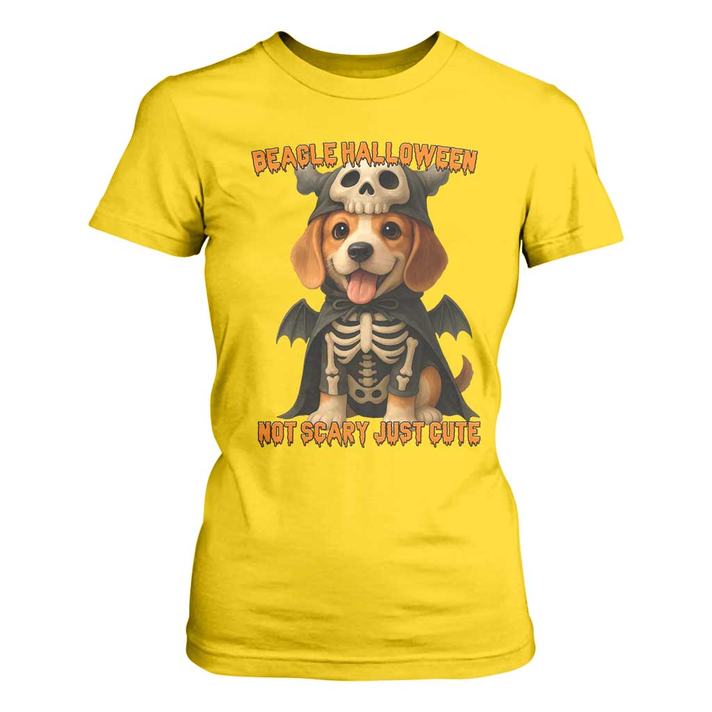 Beagle Halloween Skeleton T Shirt For Women Not Scary Just Cute Dog Lover TS12 Daisy Print Your Wear