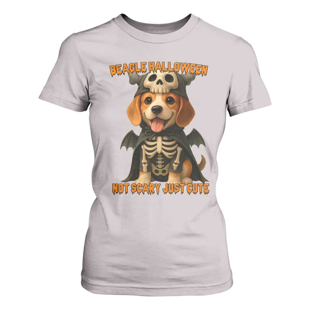Beagle Halloween Skeleton T Shirt For Women Not Scary Just Cute Dog Lover TS12 Ice Gray Print Your Wear