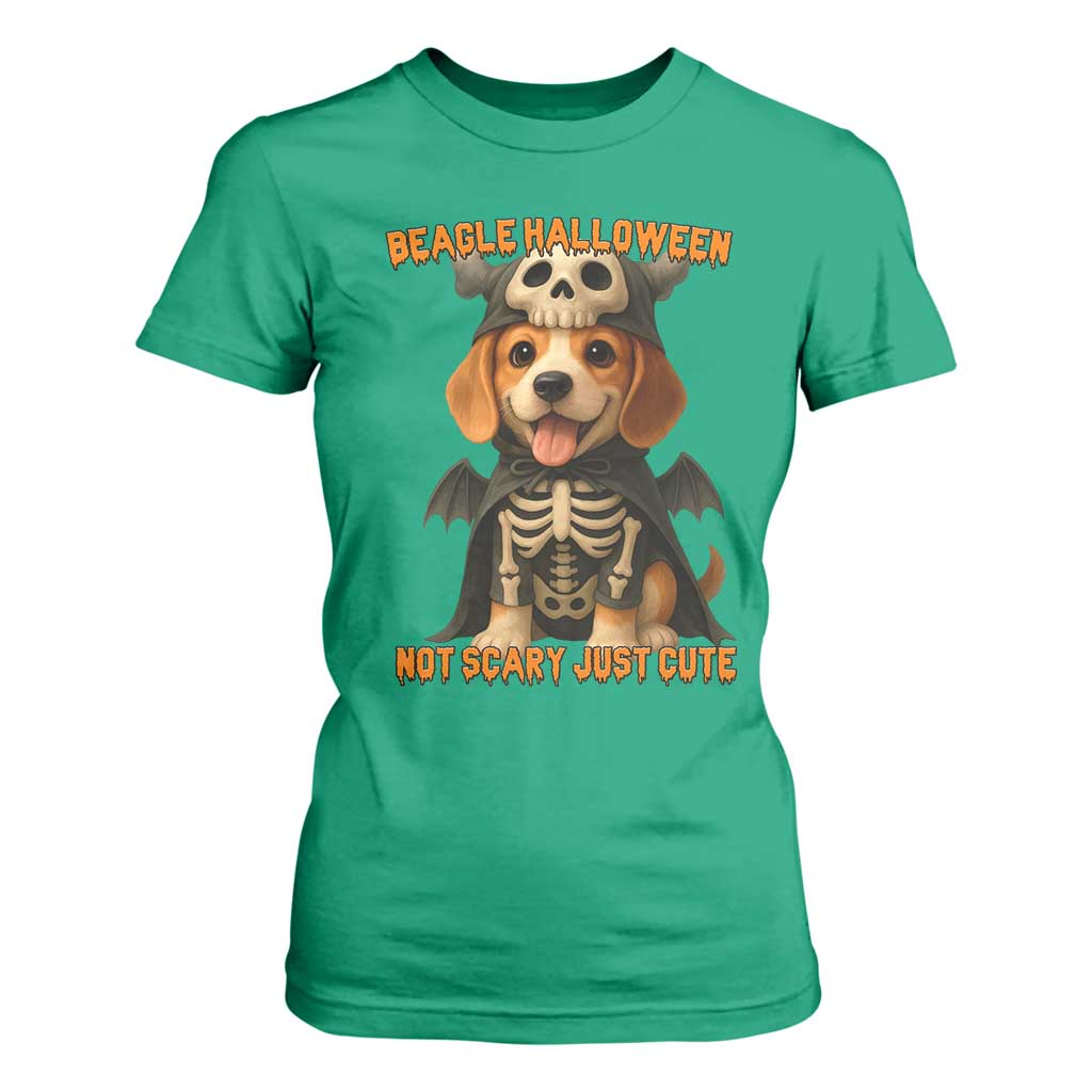 Beagle Halloween Skeleton T Shirt For Women Not Scary Just Cute Dog Lover TS12 Irish Green Print Your Wear