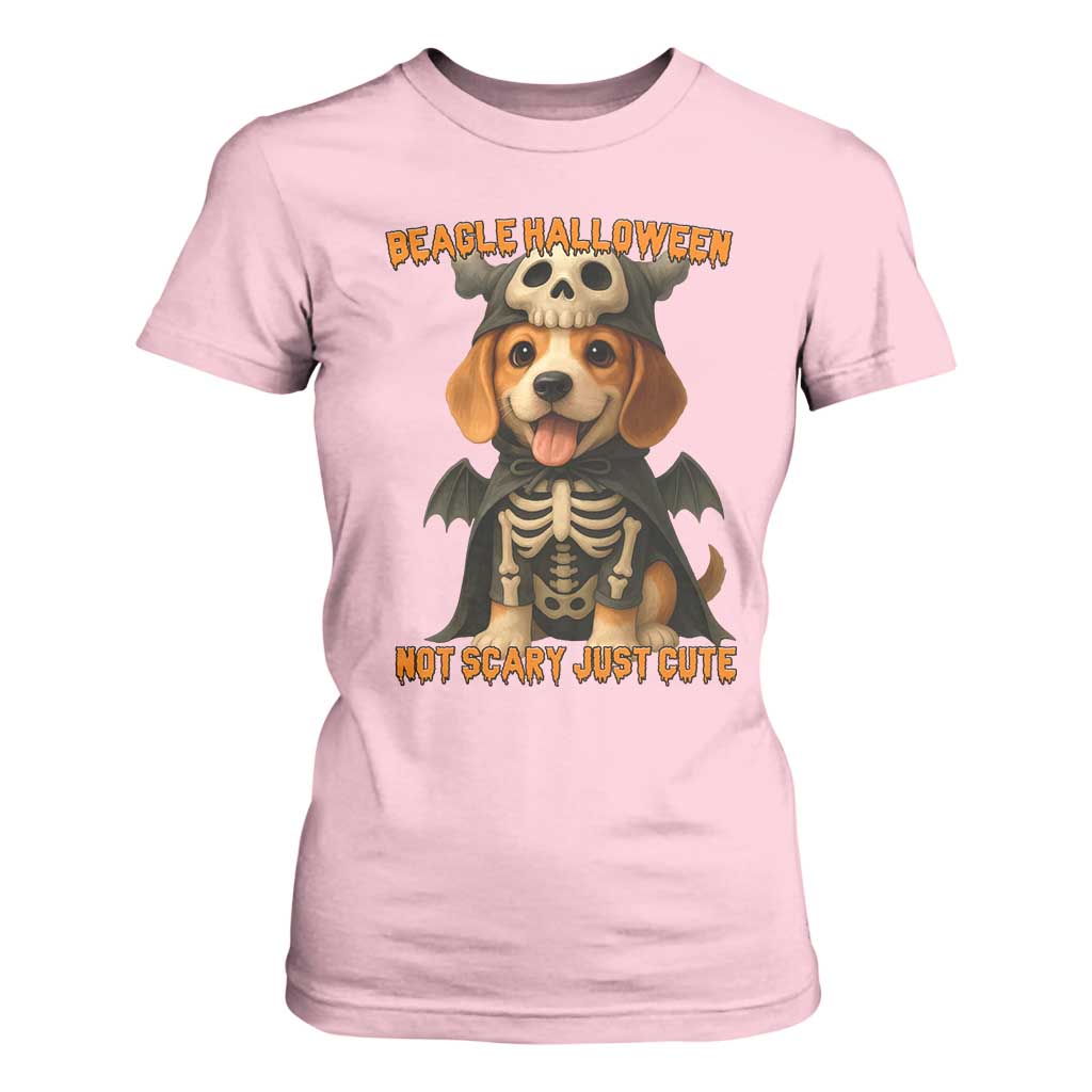 Beagle Halloween Skeleton T Shirt For Women Not Scary Just Cute Dog Lover TS12 Light Pink Print Your Wear