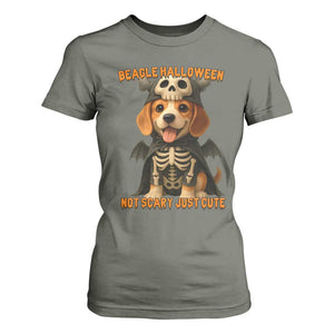 Beagle Halloween Skeleton T Shirt For Women Not Scary Just Cute Dog Lover TS12 Military Green Print Your Wear