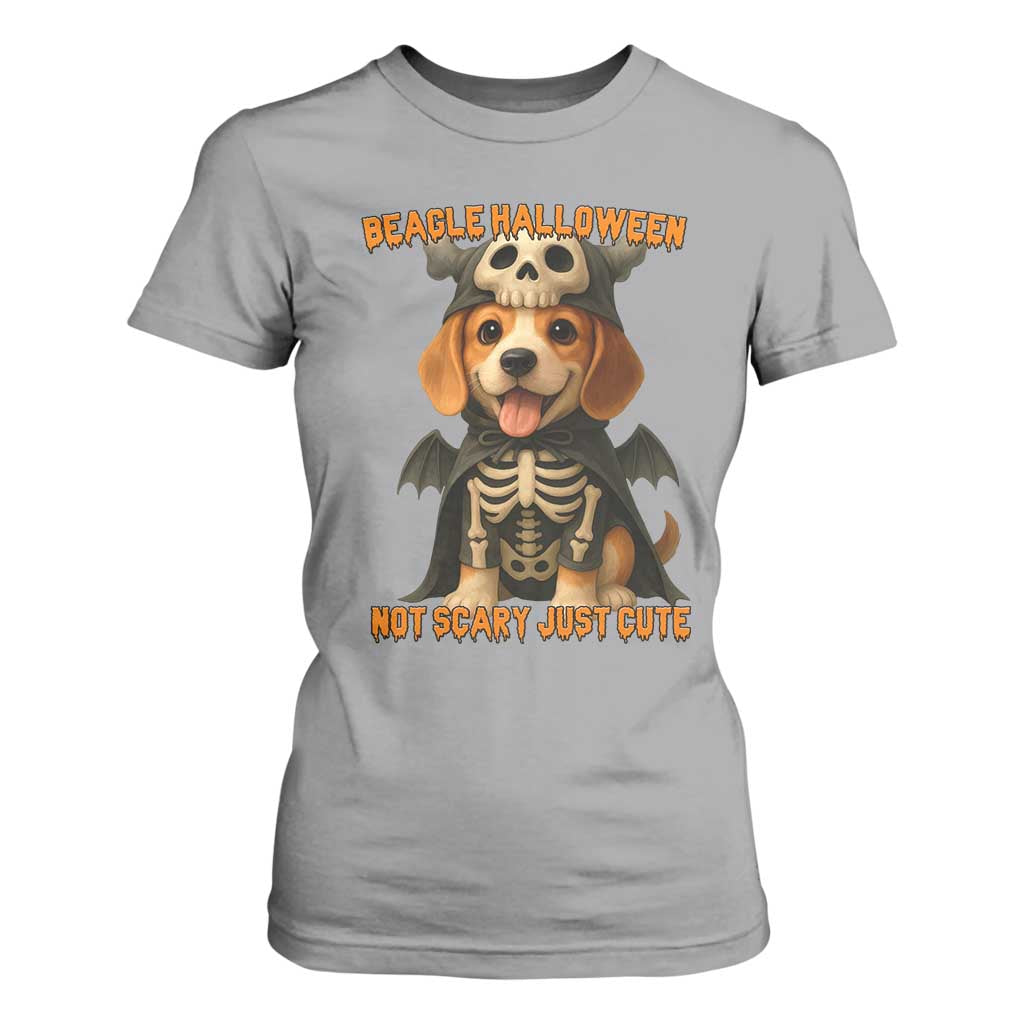 Beagle Halloween Skeleton T Shirt For Women Not Scary Just Cute Dog Lover TS12 Sport Gray Print Your Wear