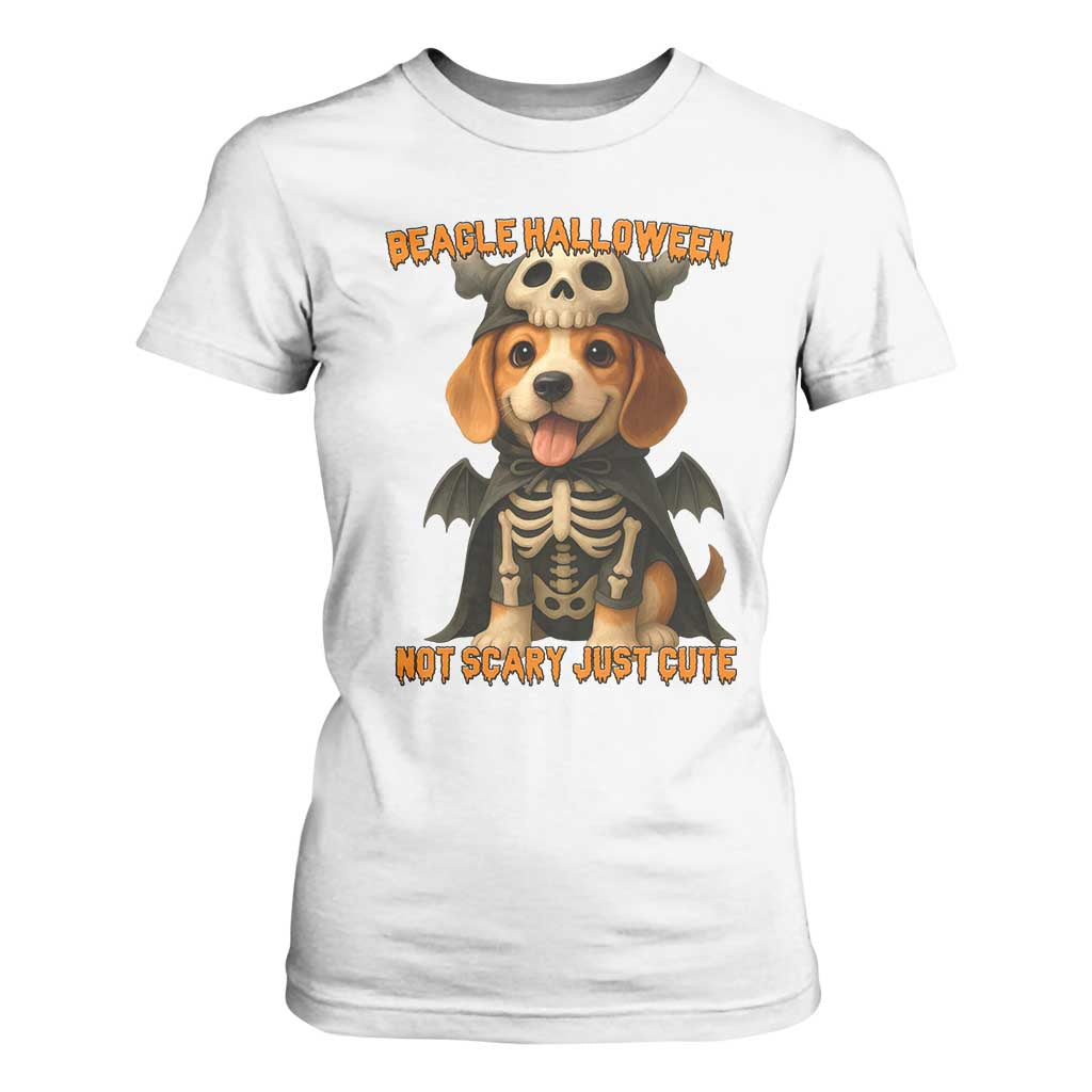 Beagle Halloween Skeleton T Shirt For Women Not Scary Just Cute Dog Lover TS12 White Print Your Wear