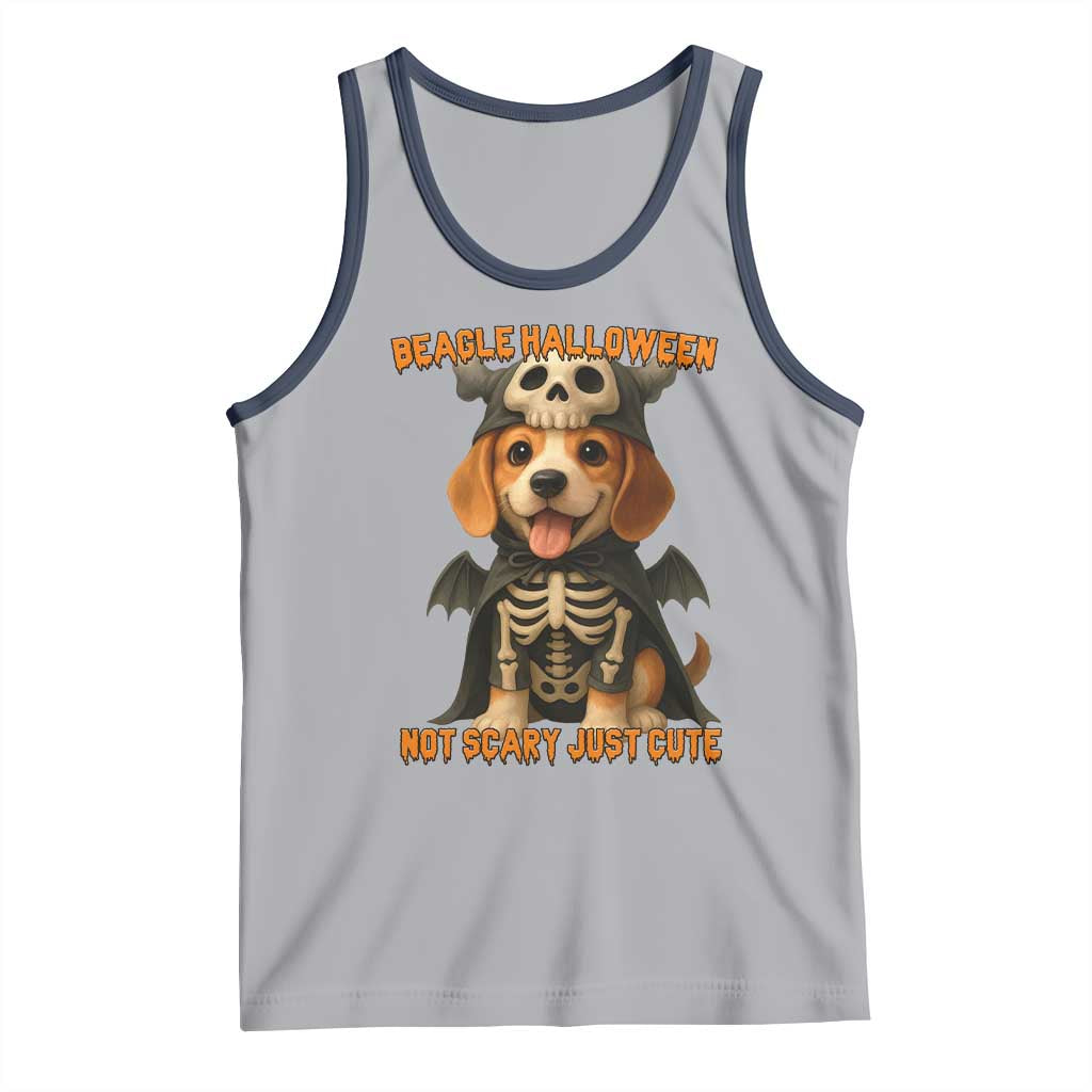 Beagle Halloween Skeleton Tank Top Not Scary Just Cute Dog Lover TS12 Athletic Heather Navy Print Your Wear