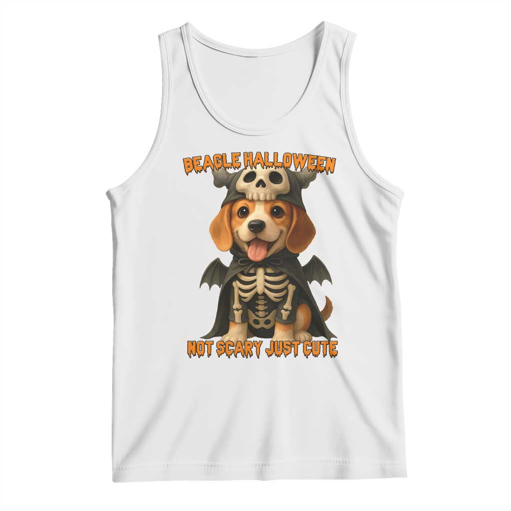 Beagle Halloween Skeleton Tank Top Not Scary Just Cute Dog Lover TS12 White Print Your Wear