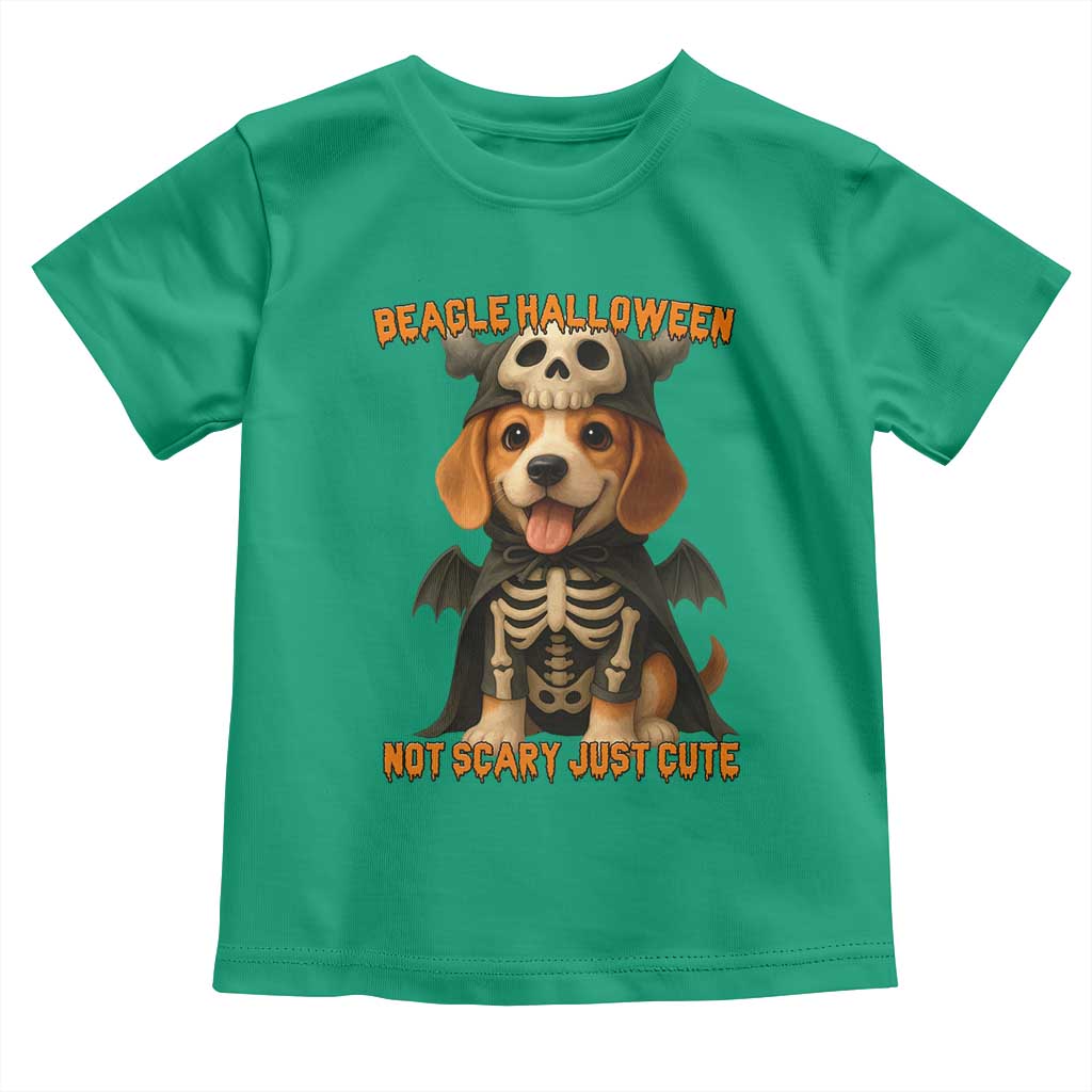 Beagle Halloween Skeleton Toddler T Shirt Not Scary Just Cute Dog Lover TS12 Irish Green Print Your Wear