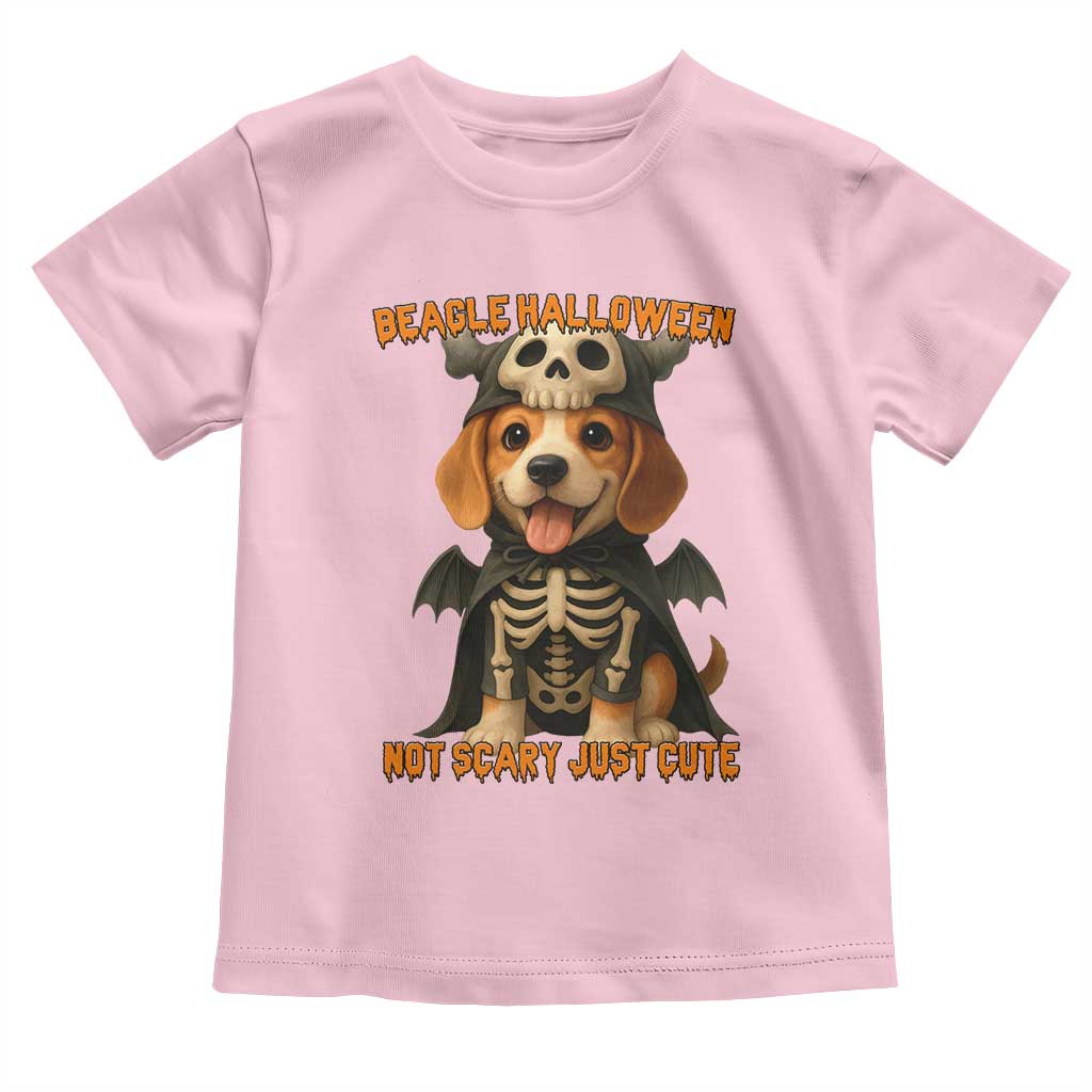 Beagle Halloween Skeleton Toddler T Shirt Not Scary Just Cute Dog Lover TS12 Light Pink Print Your Wear