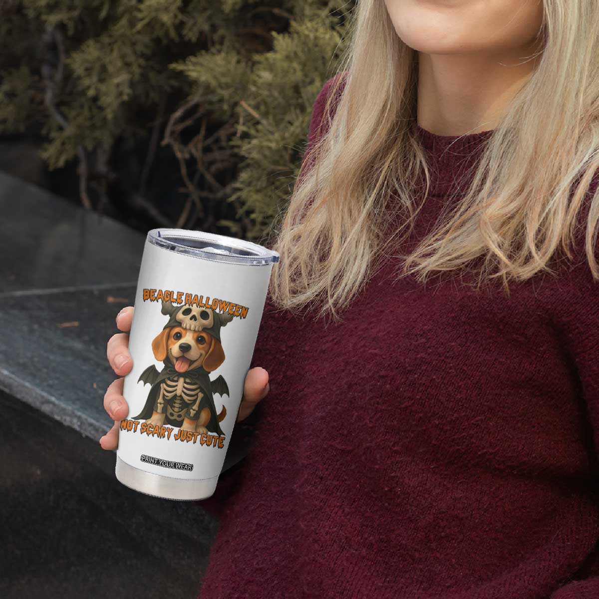 Beagle Halloween Skeleton Tumbler Cup Not Scary Just Cute Dog Lover TS12 Print Your Wear