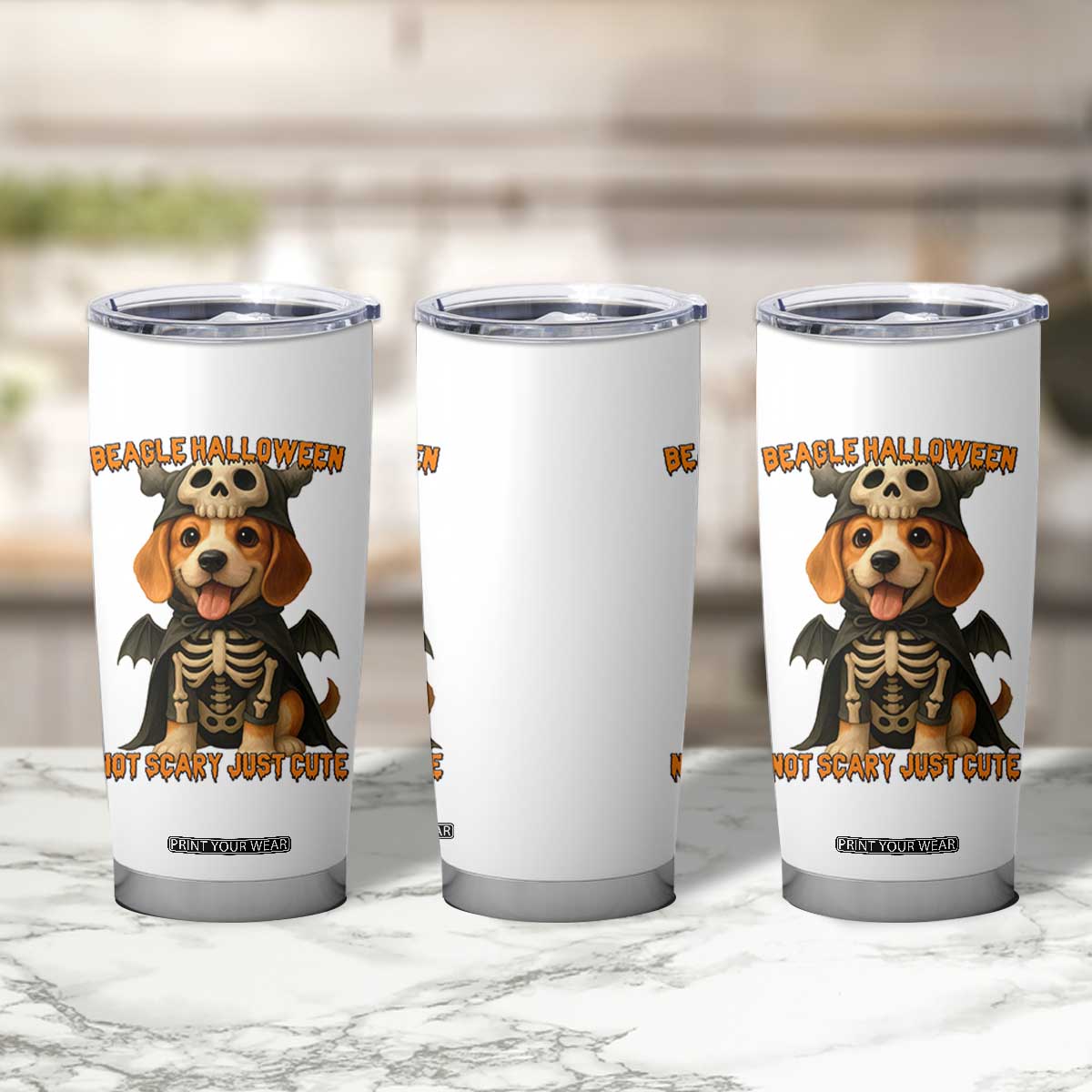Beagle Halloween Skeleton Tumbler Cup Not Scary Just Cute Dog Lover TS12 Print Your Wear