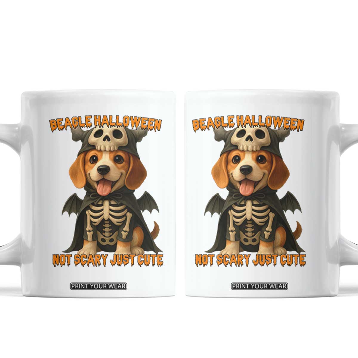 Beagle Halloween Skeleton Coffee Mug Not Scary Just Cute Dog Lover TS12 White Print Your Wear