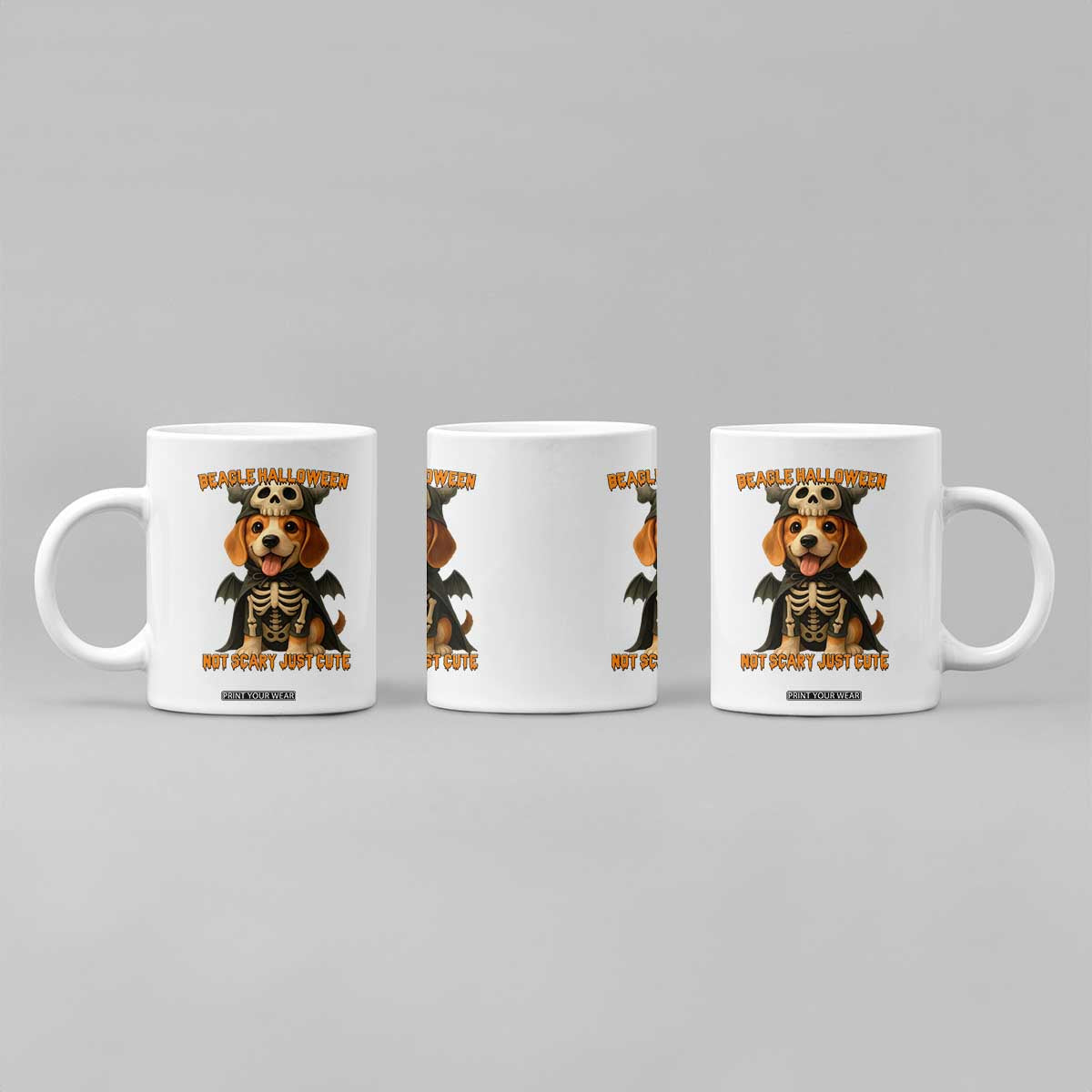 Beagle Halloween Skeleton Coffee Mug Not Scary Just Cute Dog Lover TS12 Print Your Wear