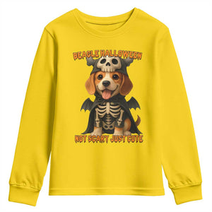 Beagle Halloween Skeleton Youth Sweatshirt Not Scary Just Cute Dog Lover TS12 Daisy Print Your Wear