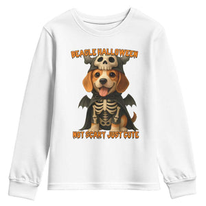 Beagle Halloween Skeleton Youth Sweatshirt Not Scary Just Cute Dog Lover TS12 White Print Your Wear