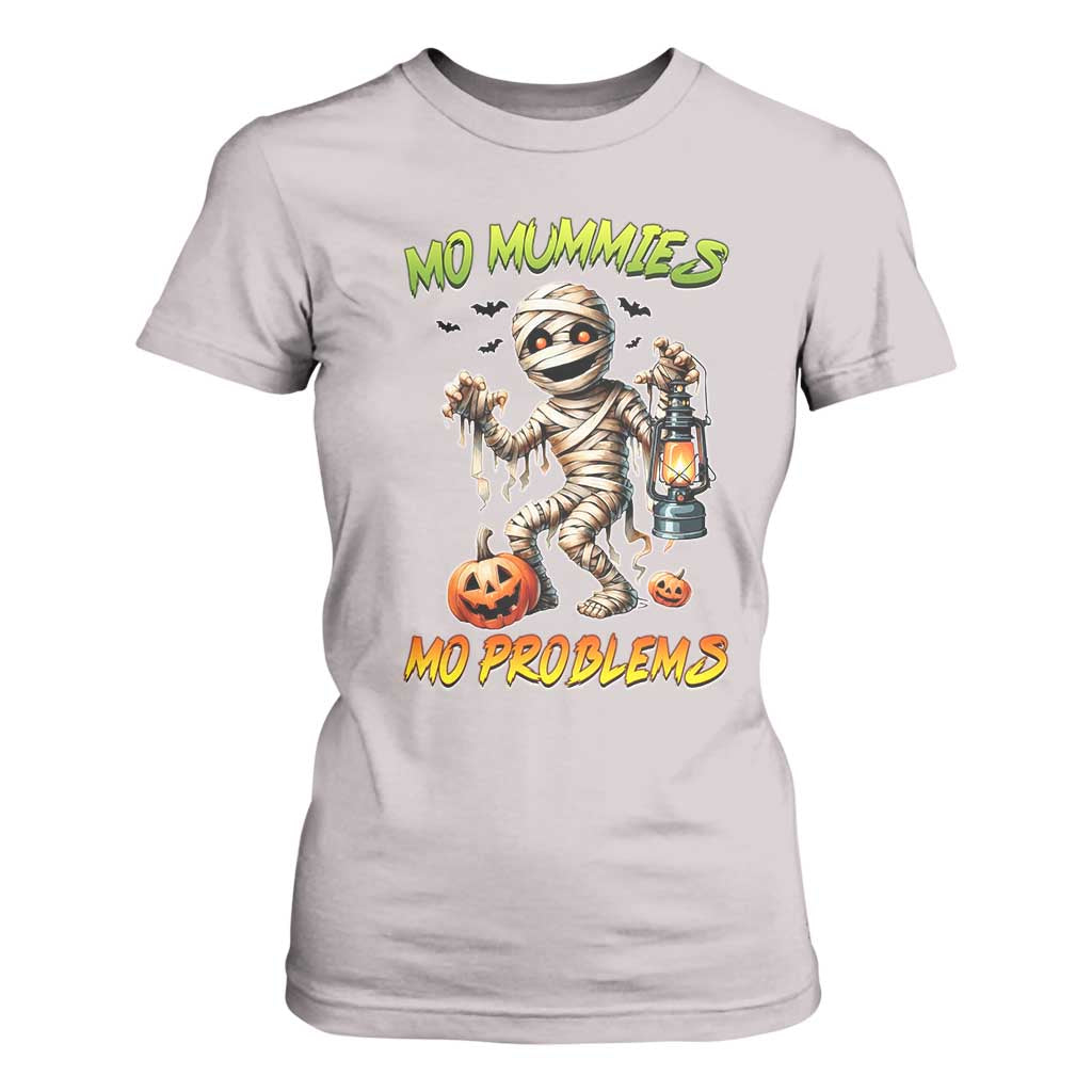 Halloween Mummy T Shirt For Women Funny Mo Mummies Mo Problems TS12 Ice Gray Print Your Wear