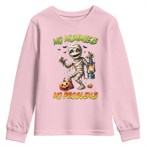 Halloween Mummy Youth Sweatshirt Funny Mo Mummies Mo Problems TS12 Light Pink Print Your Wear