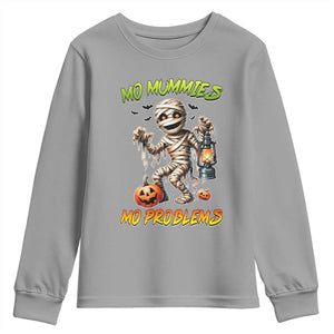 Halloween Mummy Youth Sweatshirt Funny Mo Mummies Mo Problems TS12 Sport Gray Print Your Wear