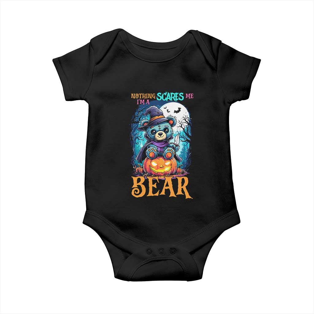 Halloween Killer Witch Teddy Bear Baby Onesie Nothing Scares Me TS12 Black Print Your Wear