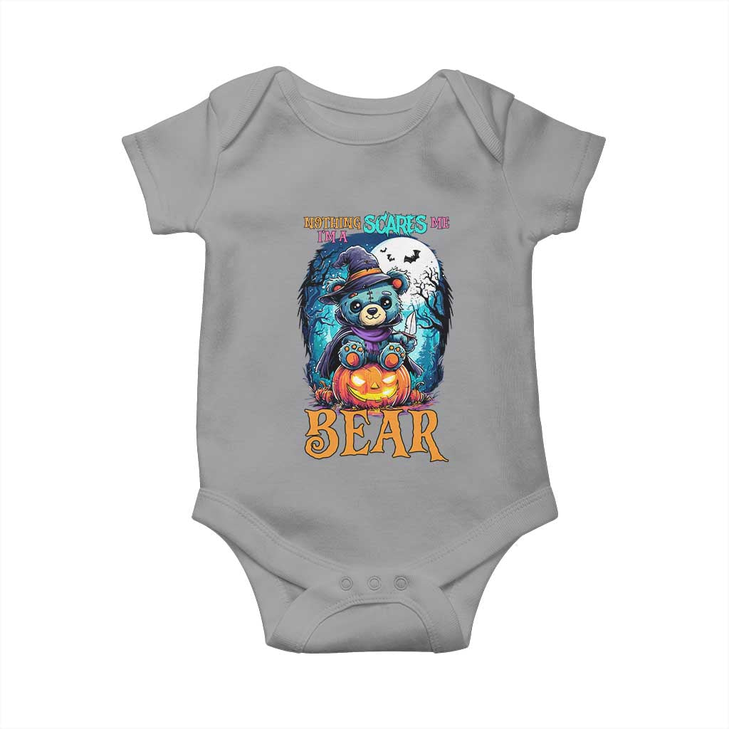 Halloween Killer Witch Teddy Bear Baby Onesie Nothing Scares Me TS12 Sport Gray Print Your Wear