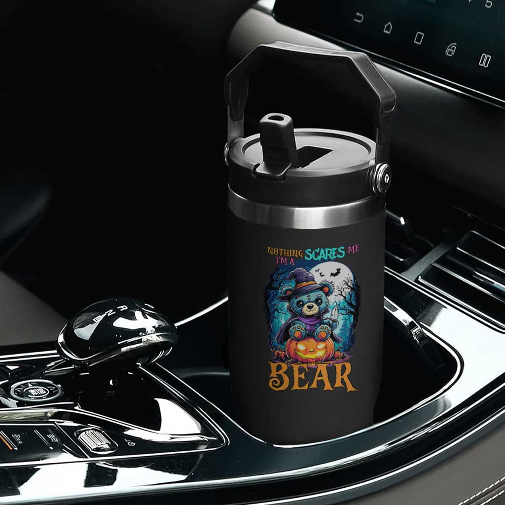 Halloween Killer Witch Teddy Bear Flip Straw Tumbler Nothing Scares Me TS12 Print Your Wear