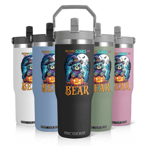 Halloween Killer Witch Teddy Bear Flip Straw Tumbler Nothing Scares Me TS12 Print Your Wear