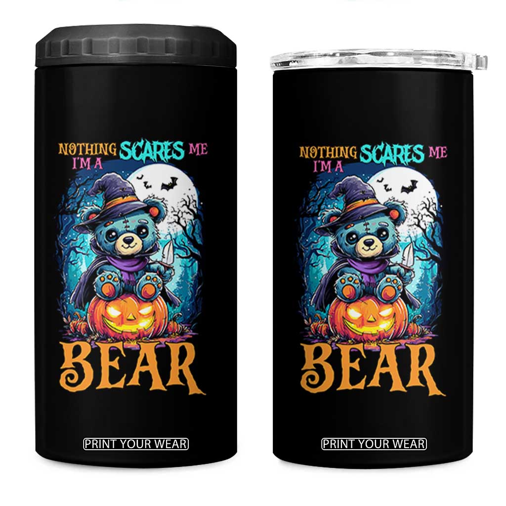 Halloween Killer Witch Teddy Bear 4 in 1 Can Cooler Tumbler Nothing Scares Me TS12 One Size: 16 oz Black Print Your Wear