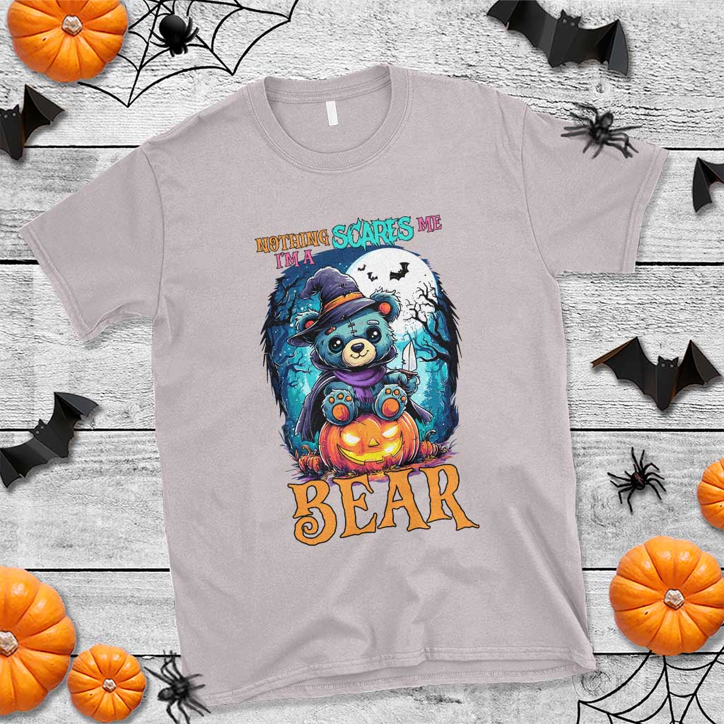 Halloween Killer Witch Teddy Bear T Shirt Nothing Scares Me TS12 Ice Gray Print Your Wear