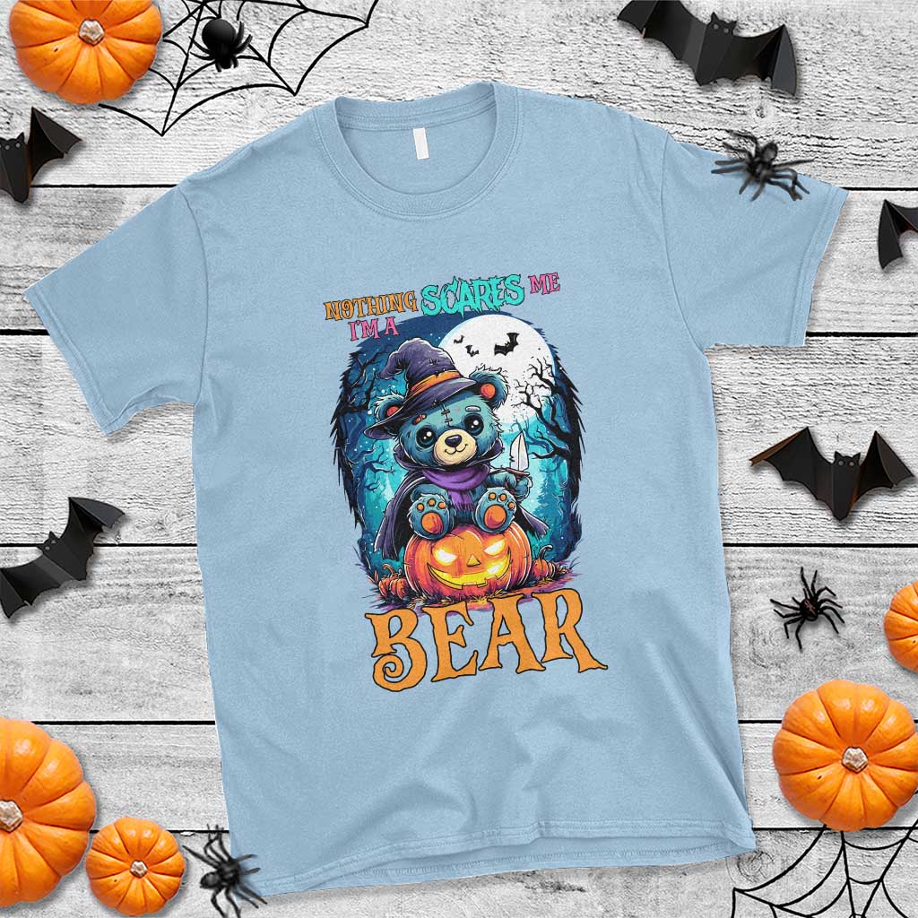 Halloween Killer Witch Teddy Bear T Shirt Nothing Scares Me TS12 Light Blue Print Your Wear