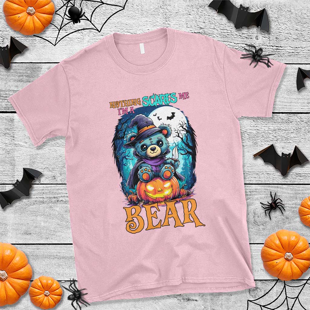 Halloween Killer Witch Teddy Bear T Shirt Nothing Scares Me TS12 Light Pink Print Your Wear