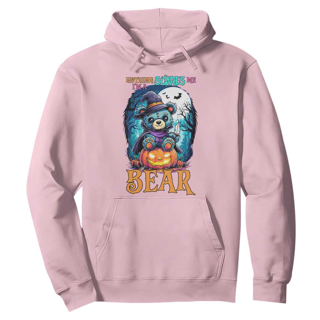 Halloween Killer Witch Teddy Bear Hoodie Nothing Scares Me TS12 Light Pink Print Your Wear