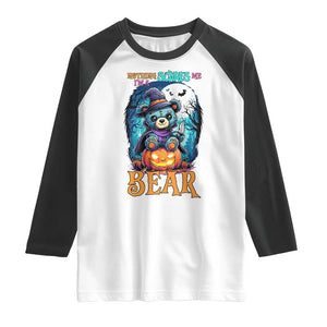 Halloween Killer Witch Teddy Bear Raglan Shirt Nothing Scares Me TS12 White Black Print Your Wear