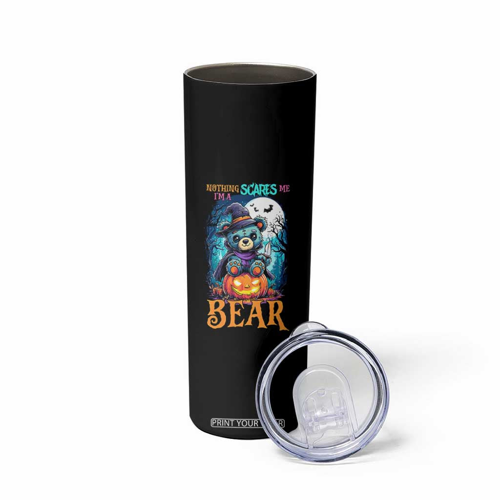 Halloween Killer Witch Teddy Bear Skinny Tumbler Nothing Scares Me TS12 Print Your Wear