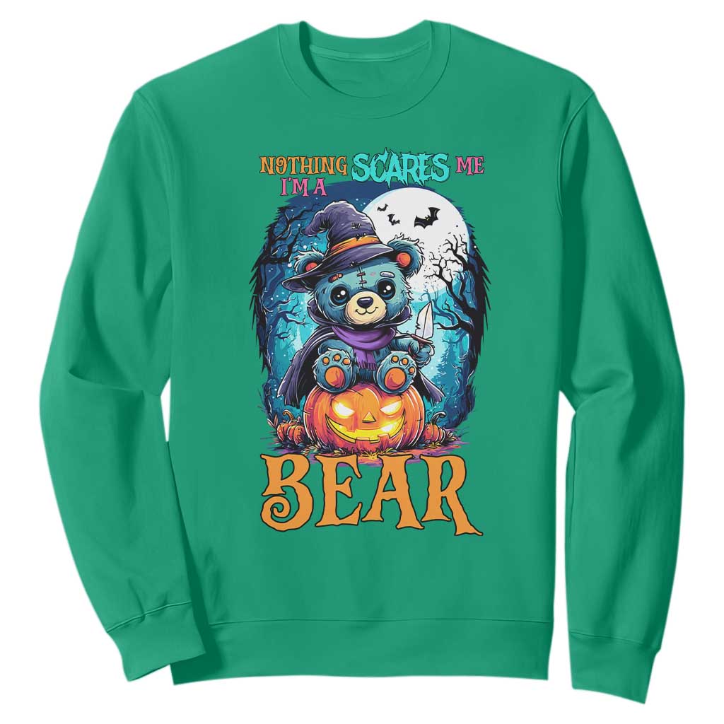 Halloween Killer Witch Teddy Bear Sweatshirt Nothing Scares Me TS12 Irish Green Print Your Wear