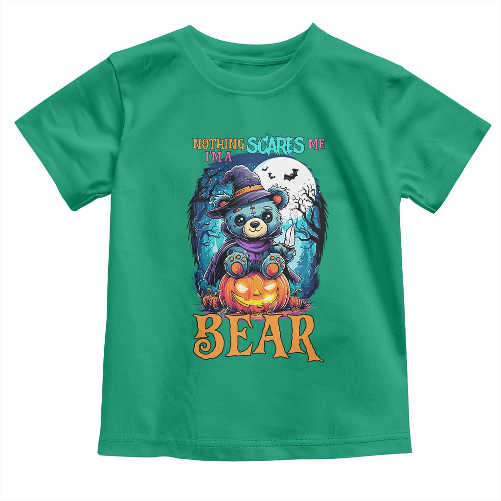 Halloween Killer Witch Teddy Bear Toddler T Shirt Nothing Scares Me TS12 Irish Green Print Your Wear