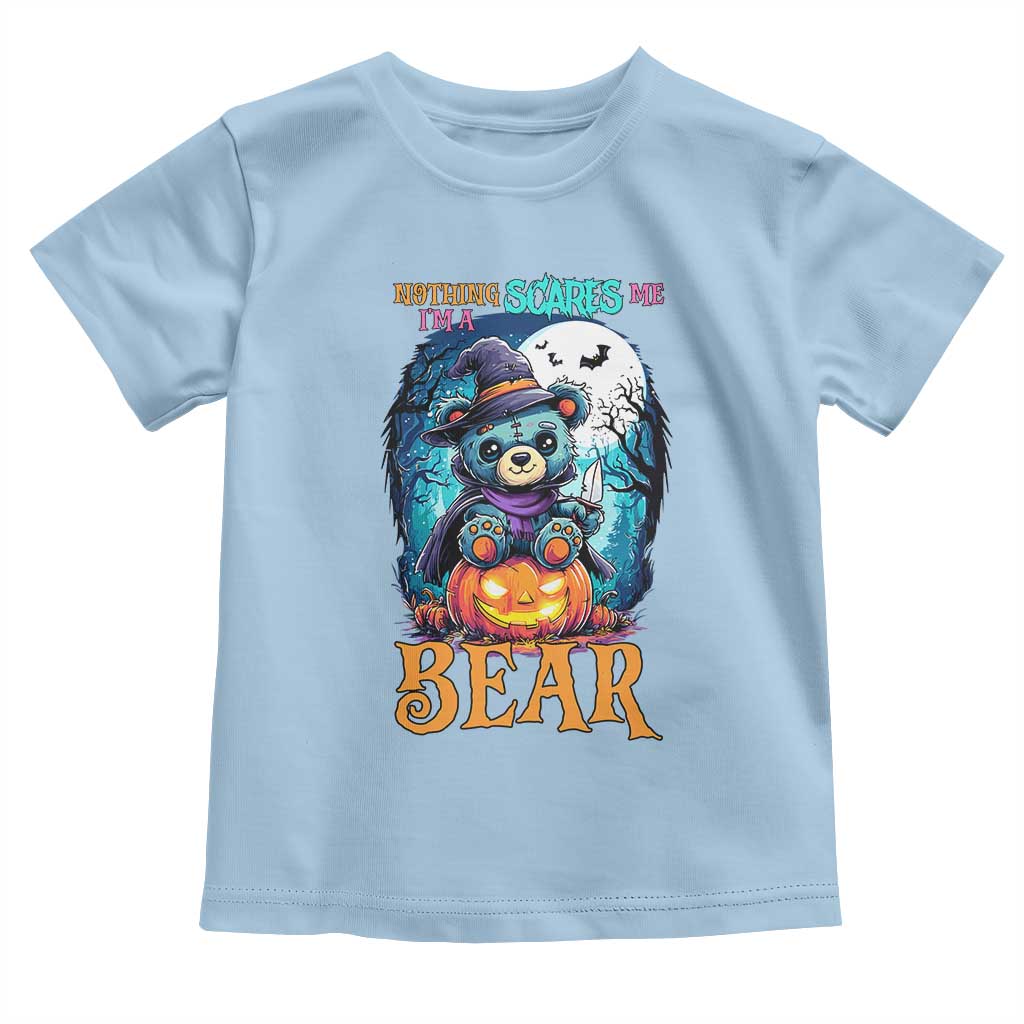 Halloween Killer Witch Teddy Bear Toddler T Shirt Nothing Scares Me TS12 Light Blue Print Your Wear