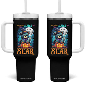 Halloween Killer Witch Teddy Bear Tumbler With Handle Nothing Scares Me TS12 One Size: 40 oz Black Print Your Wear