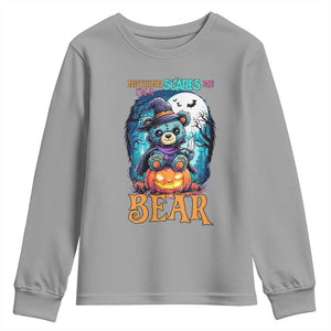 Halloween Killer Witch Teddy Bear Youth Sweatshirt Nothing Scares Me TS12 Sport Gray Print Your Wear